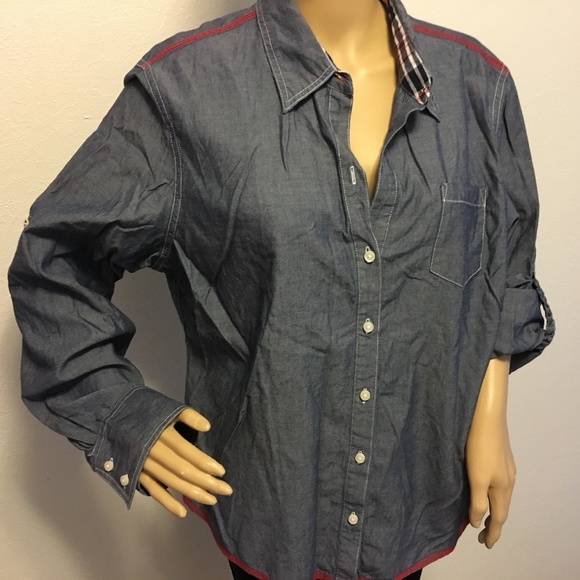 Tommy Hilfiger Tops - Size XL Blue Demin Looking Button Up Shirt